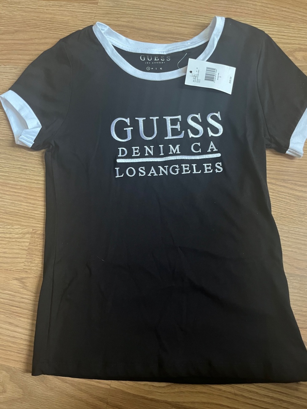 Guess Black Tee with White Trim and Logo